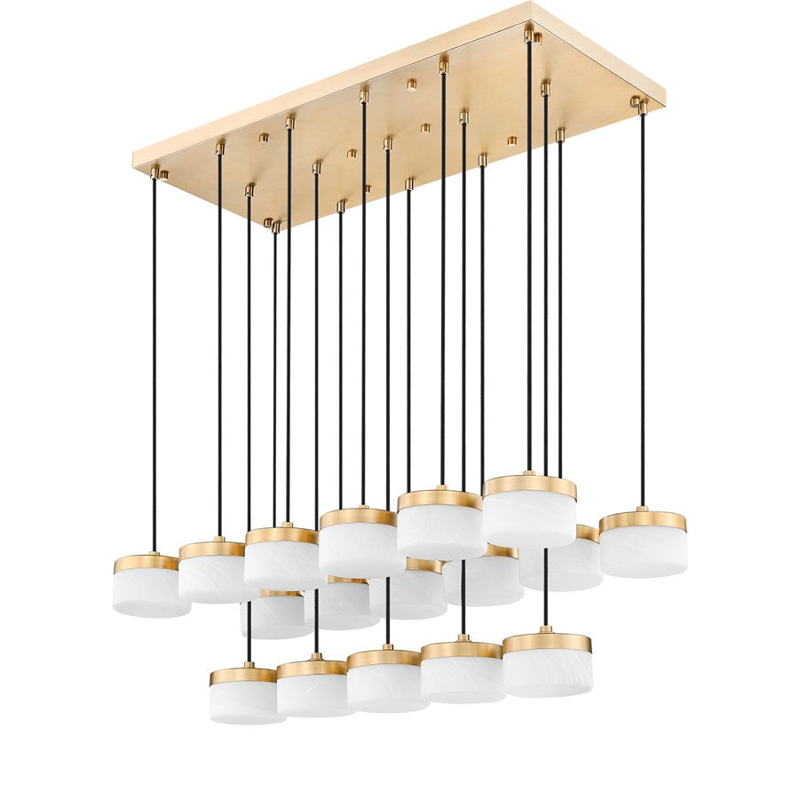 Z-Lite Renaud 17Lt Linear Chandelier, Gold/Feathered White