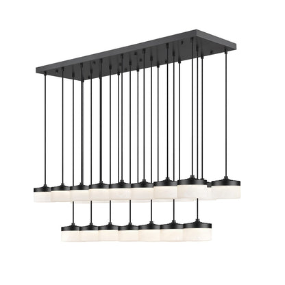 Z-Lite Renaud 23Lt Linear Chandelier, Black/Feathered White - 827P6-23L-MB-LED
