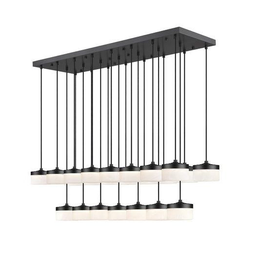 Z-Lite Renaud 23Lt Linear Chandelier, Black/Feathered White - 827P6-23L-MB-LED