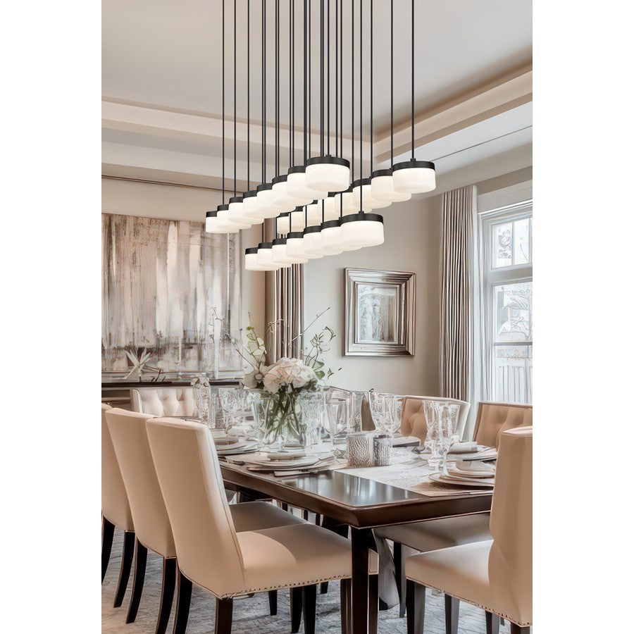 Z-Lite Renaud 23Lt Linear Chandelier, Black/Feathered White