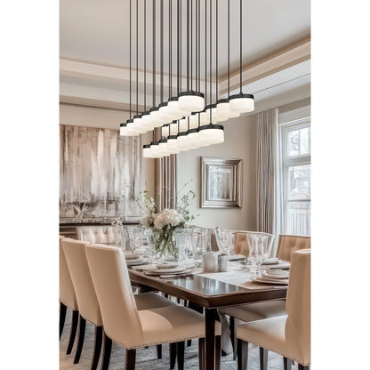 Z-Lite Renaud 23Lt Linear Chandelier, Black/Feathered White