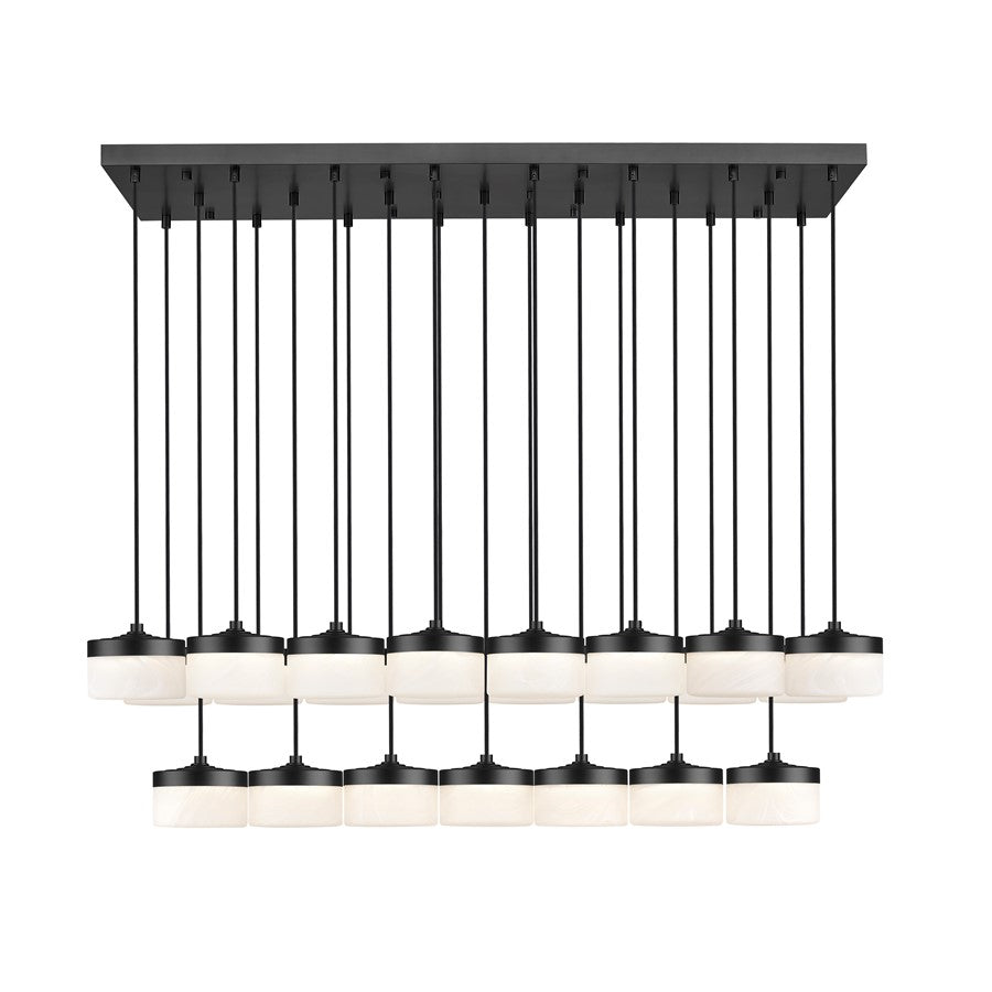 Z-Lite Renaud 23Lt Linear Chandelier, Black/Feathered White