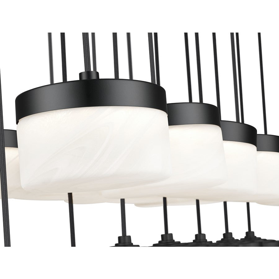 Z-Lite Renaud 23Lt Linear Chandelier, Black/Feathered White