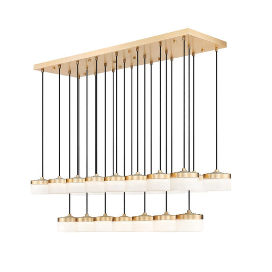 Z-Lite Renaud 23Lt Linear Chandelier, Gold/Feathered White - 827P6-23L-MGLD-LED