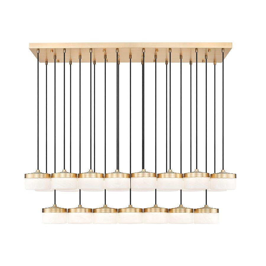 Z-Lite Renaud 23Lt Linear Chandelier, Gold/Feathered White