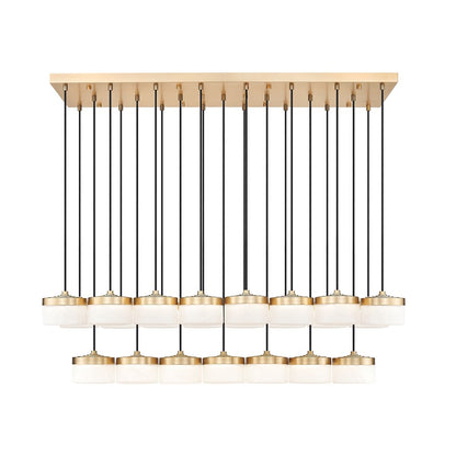 Z-Lite Renaud 23Lt Linear Chandelier, Gold/Feathered White