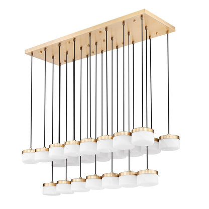 Z-Lite Renaud 23Lt Linear Chandelier, Gold/Feathered White