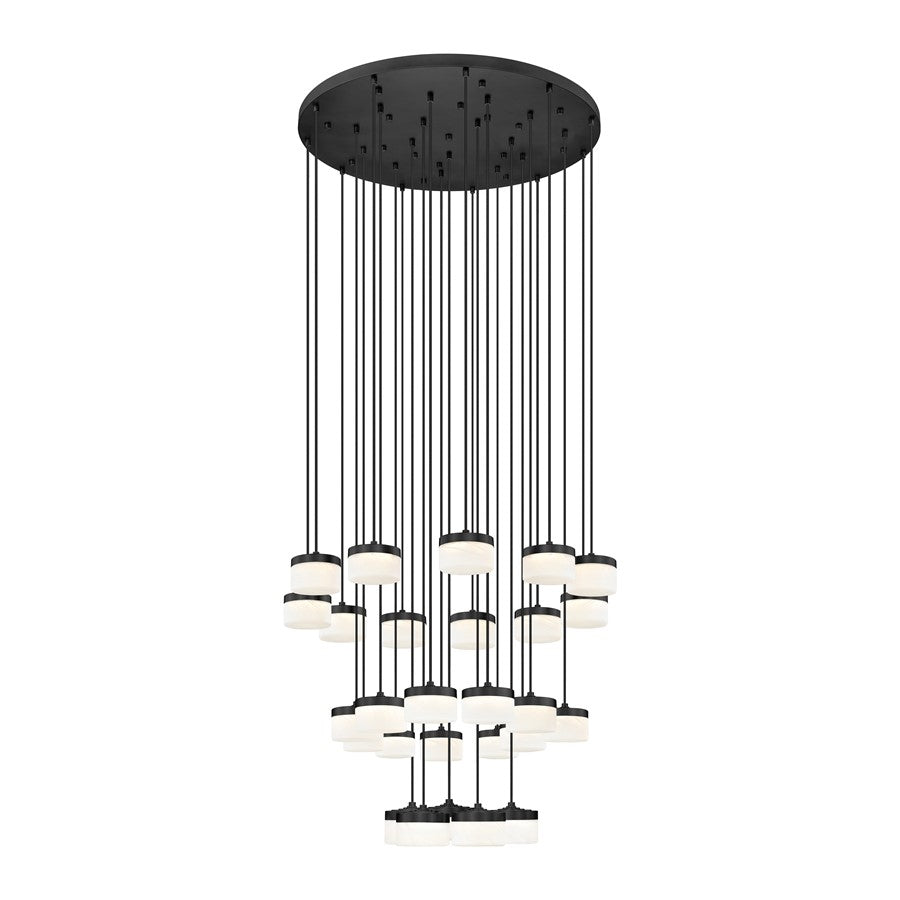Z-Lite Renaud 27Lt Chandelier, Matte Black/Feathered White - 827P6-27R-MB-LED