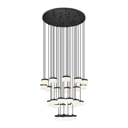 Z-Lite Renaud 27Lt Chandelier, Matte Black/Feathered White - 827P6-27R-MB-LED