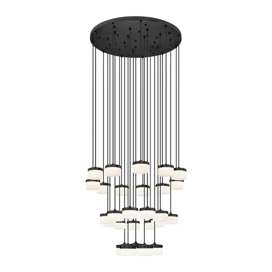 Z-Lite Renaud 27Lt Chandelier, Matte Black/Feathered White - 827P6-27R-MB-LED