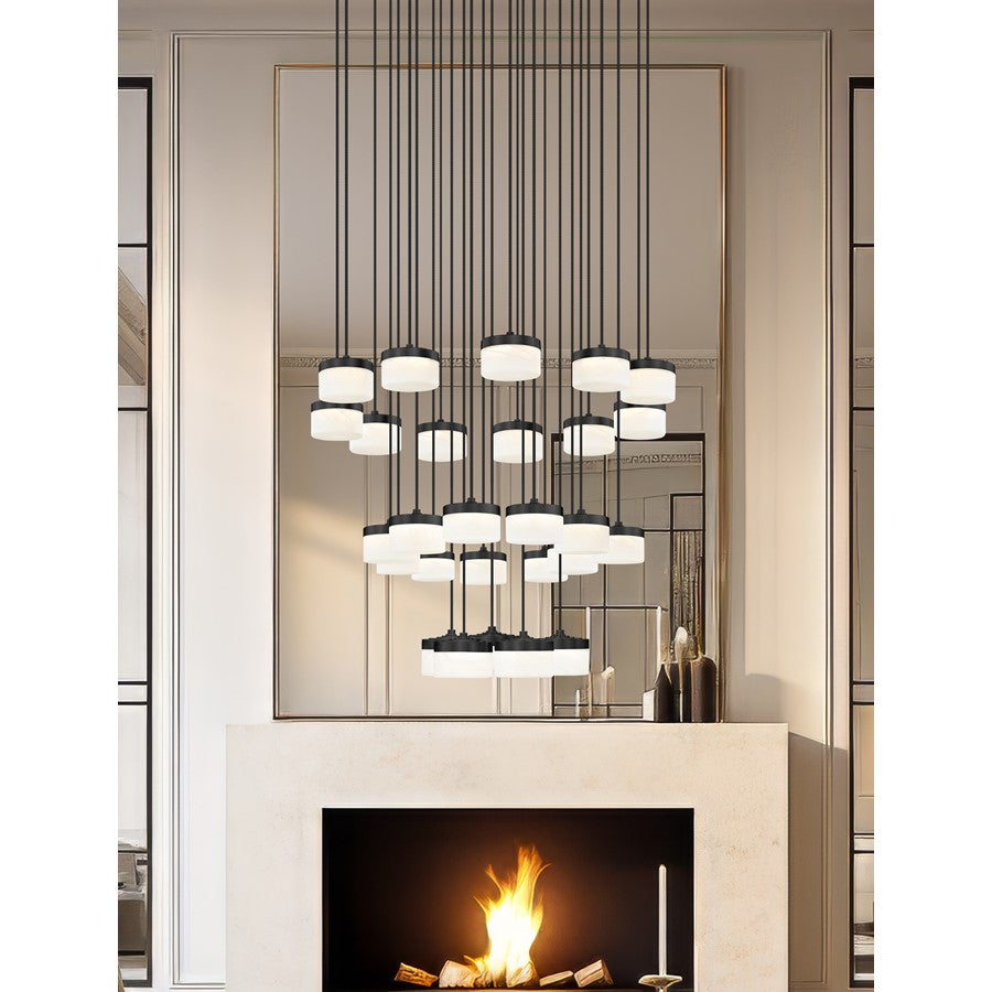 Z-Lite Renaud 27Lt Chandelier, Matte Black/Feathered White
