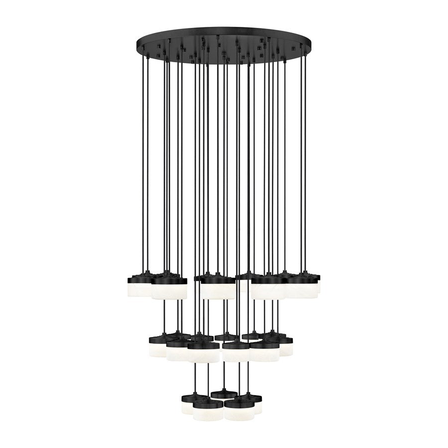 Z-Lite Renaud 27Lt Chandelier, Matte Black/Feathered White