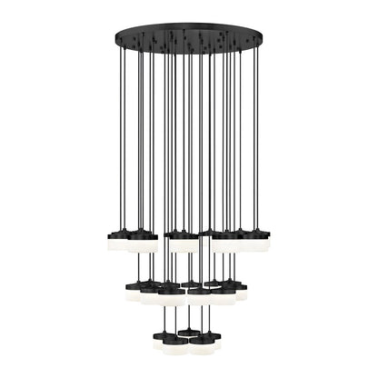 Z-Lite Renaud 27Lt Chandelier, Matte Black/Feathered White