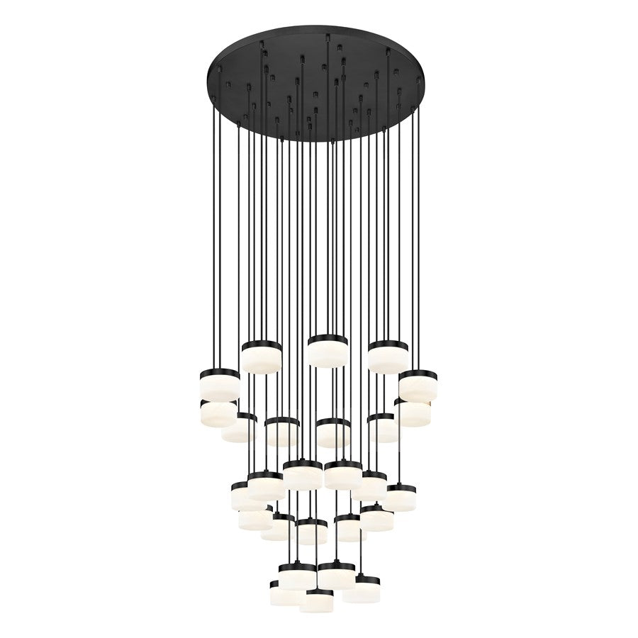 Z-Lite Renaud 27Lt Chandelier, Matte Black/Feathered White