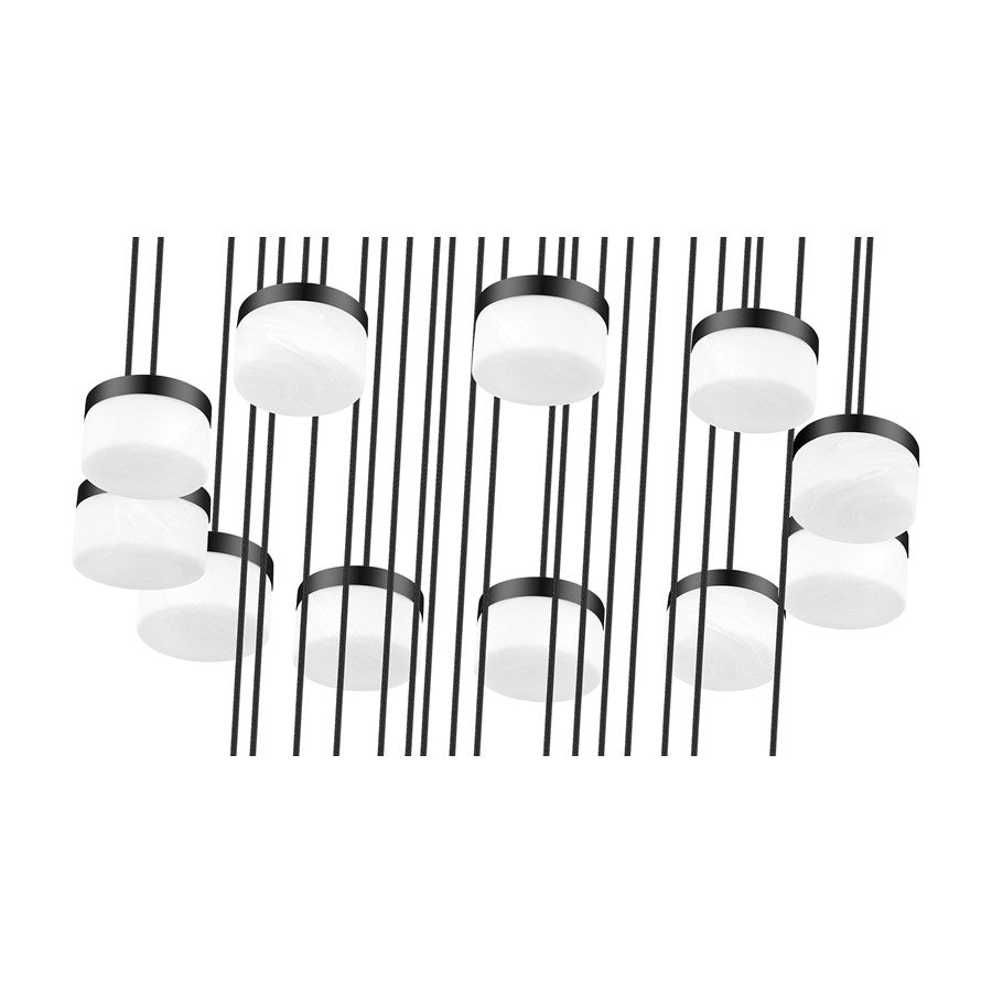 Z-Lite Renaud 27Lt Chandelier, Matte Black/Feathered White