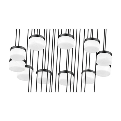 Z-Lite Renaud 27Lt Chandelier, Matte Black/Feathered White