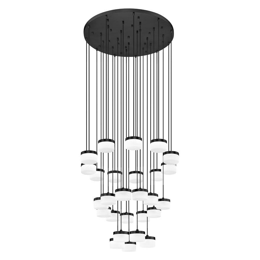 Z-Lite Renaud 27Lt Chandelier, Matte Black/Feathered White