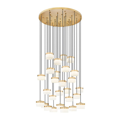 Z-Lite Renaud 27Lt Chandelier, Modern Gold/Feathered White - 827P6-27R-MGLD-LED