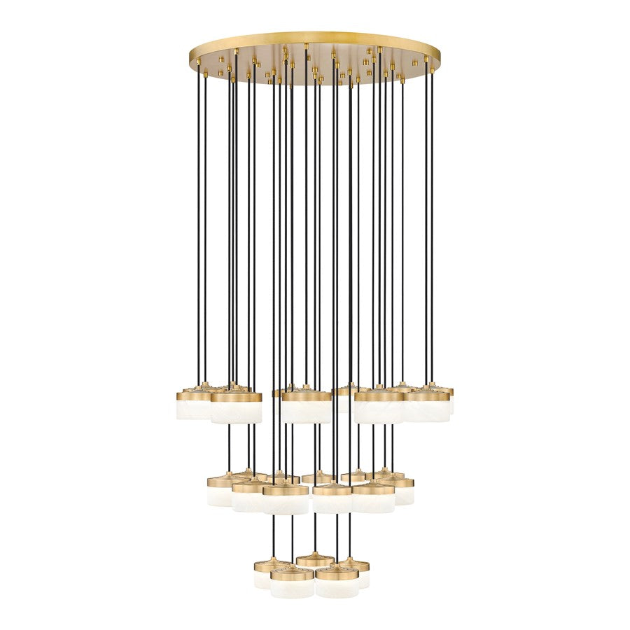 Z-Lite Renaud 27Lt Chandelier, Modern Gold/Feathered White