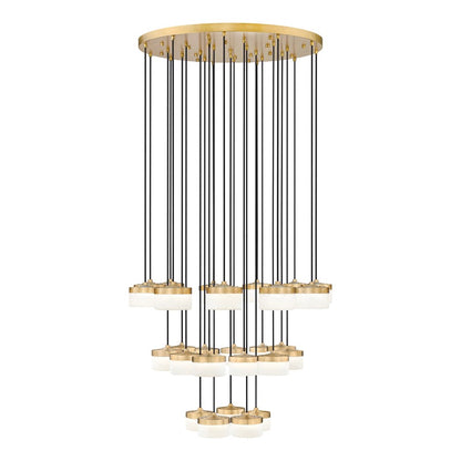 Z-Lite Renaud 27Lt Chandelier, Modern Gold/Feathered White