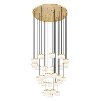 Z-Lite Renaud 27Lt Chandelier, Modern Gold/Feathered White