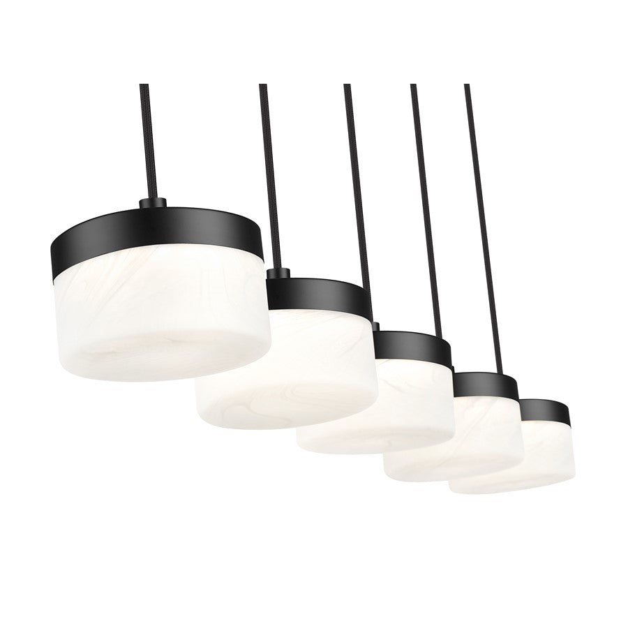 Z-Lite Renaud 5Lt Linear Chandelier, Black/Feathered White