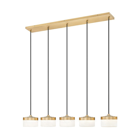 Z-Lite Renaud 5Lt Linear Chandelier, Gold/Feathered White - 827P6-5L-MGLD-LED