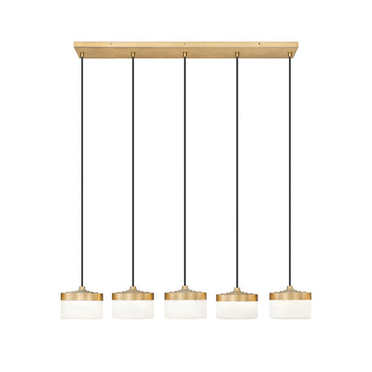 Z-Lite Renaud 5Lt Linear Chandelier, Gold/Feathered White