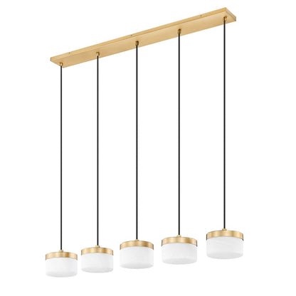 Z-Lite Renaud 5Lt Linear Chandelier, Gold/Feathered White
