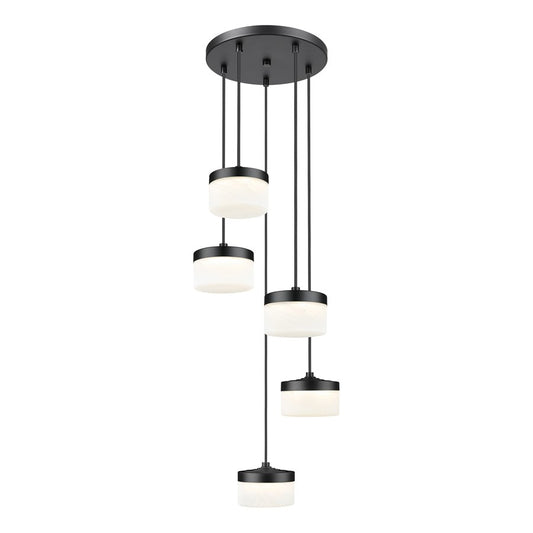 Z-Lite Renaud 5 Light Chandelier, Matte Black/Feathered White - 827P6-5R-MB-LED