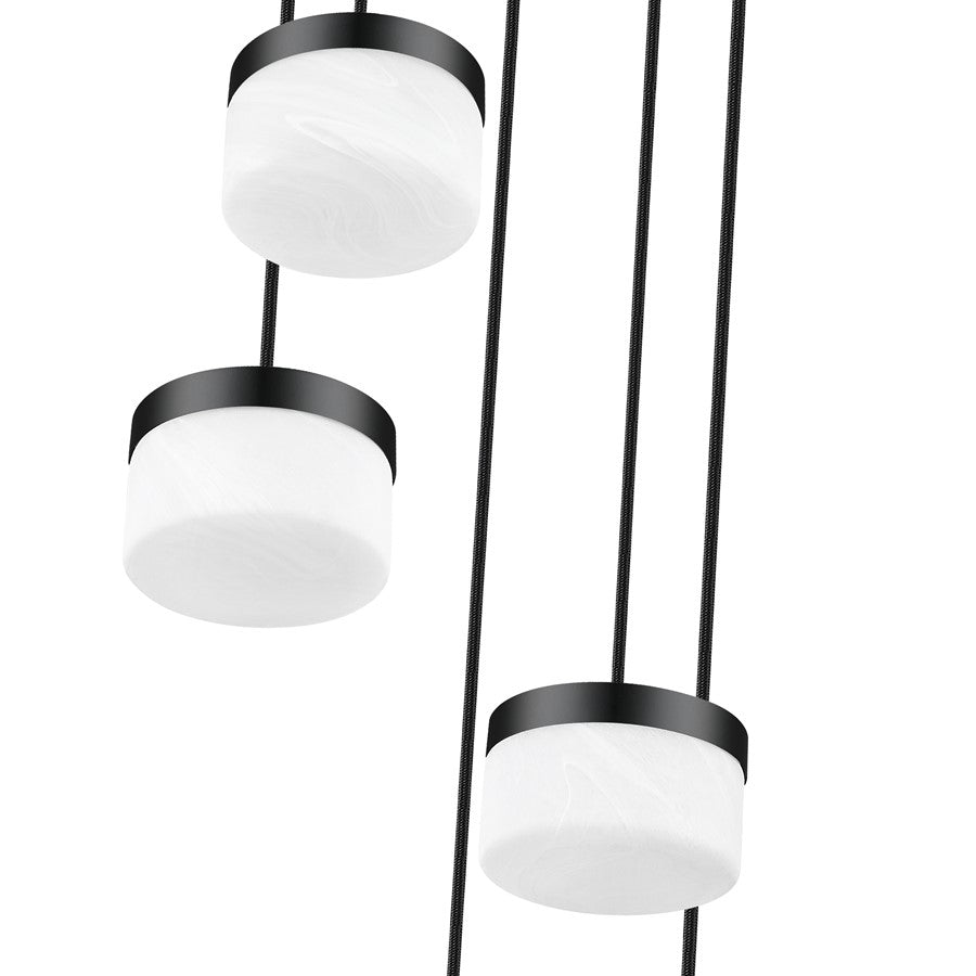 Z-Lite Renaud 5 Light Chandelier, Matte Black/Feathered White