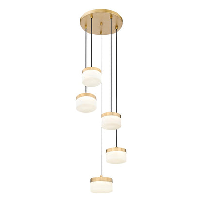 Z-Lite Renaud 5Lt Chandelier, Modern Gold/Feathered White