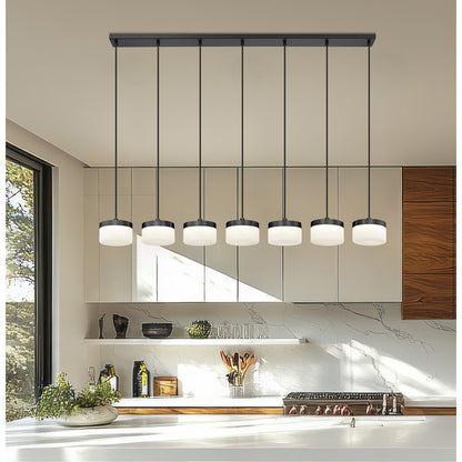 Z-Lite Renaud 7Lt Linear Chandelier, Black/Feathered White