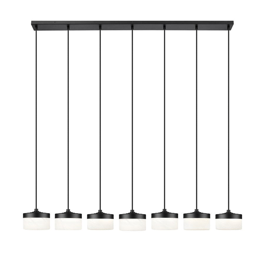 Z-Lite Renaud 7Lt Linear Chandelier, Black/Feathered White