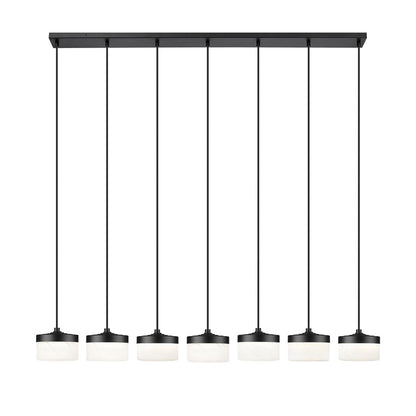 Z-Lite Renaud 7Lt Linear Chandelier, Black/Feathered White