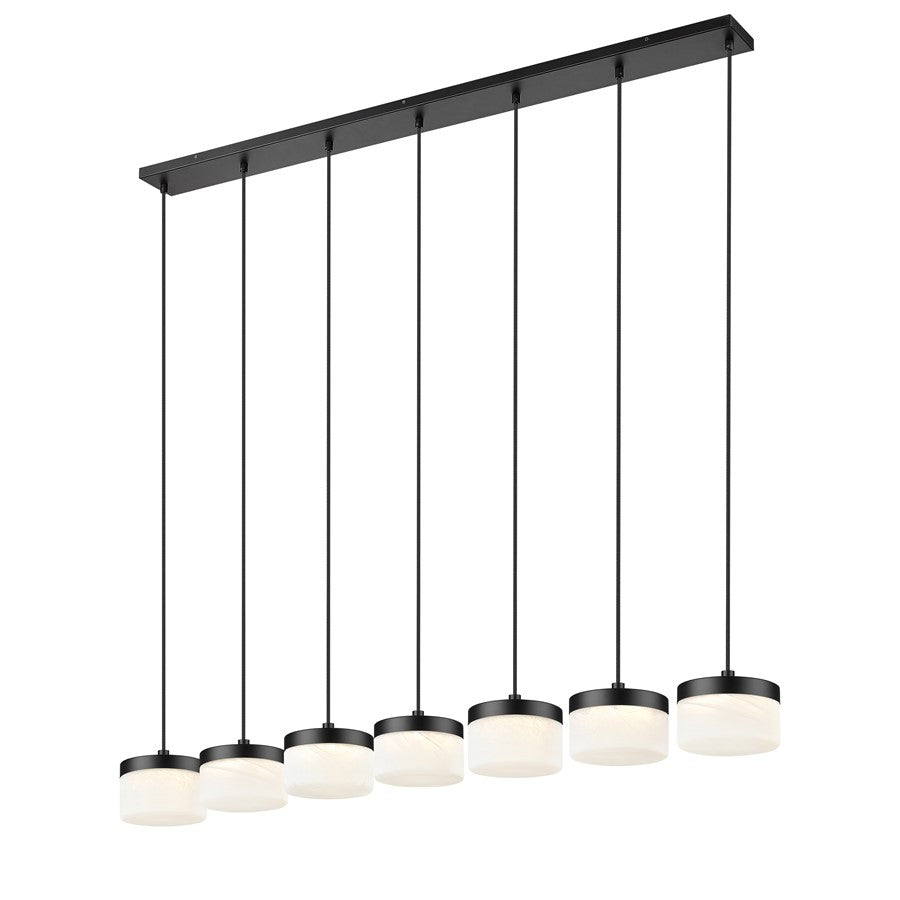 Z-Lite Renaud 7Lt Linear Chandelier, Black/Feathered White
