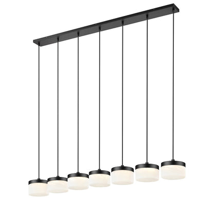 Z-Lite Renaud 7Lt Linear Chandelier, Black/Feathered White