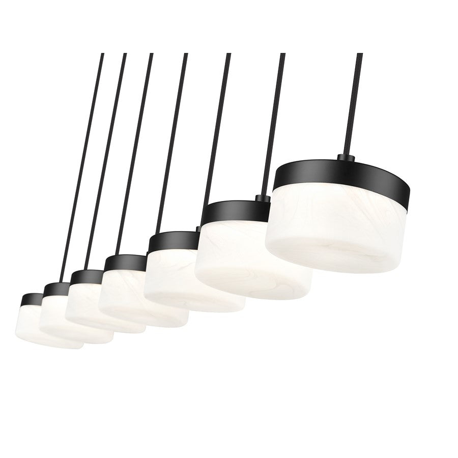 Z-Lite Renaud 7Lt Linear Chandelier, Black/Feathered White