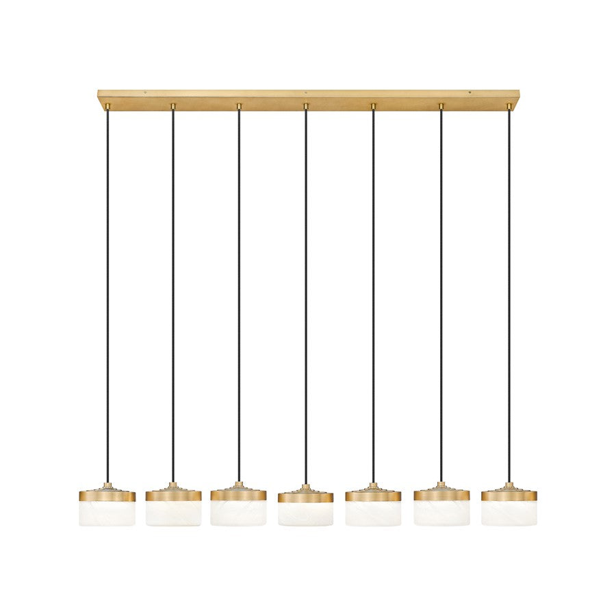 Z-Lite Renaud 7Lt Linear Chandelier, Gold/Feathered White