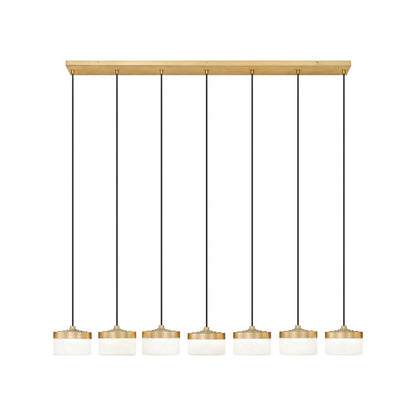 Z-Lite Renaud 7Lt Linear Chandelier, Gold/Feathered White