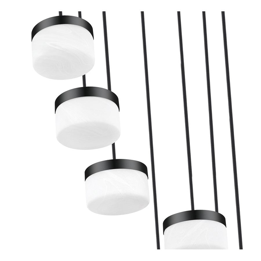 Z-Lite Renaud 7 Light Chandelier, Matte Black/Feathered White