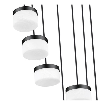 Z-Lite Renaud 7 Light Chandelier, Matte Black/Feathered White