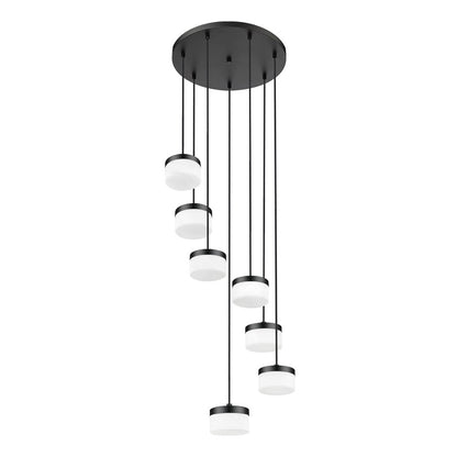 Z-Lite Renaud 7 Light Chandelier, Matte Black/Feathered White