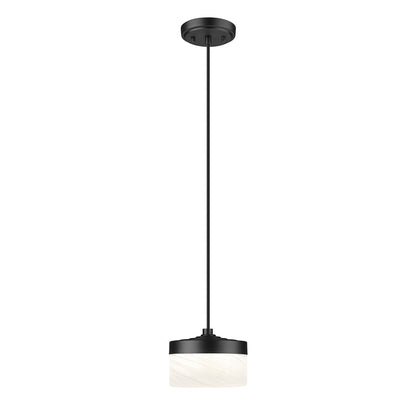 Z-Lite Renaud 1 Light 7" Pendant, Matte Black/Feathered White - 827P6-MB-LED
