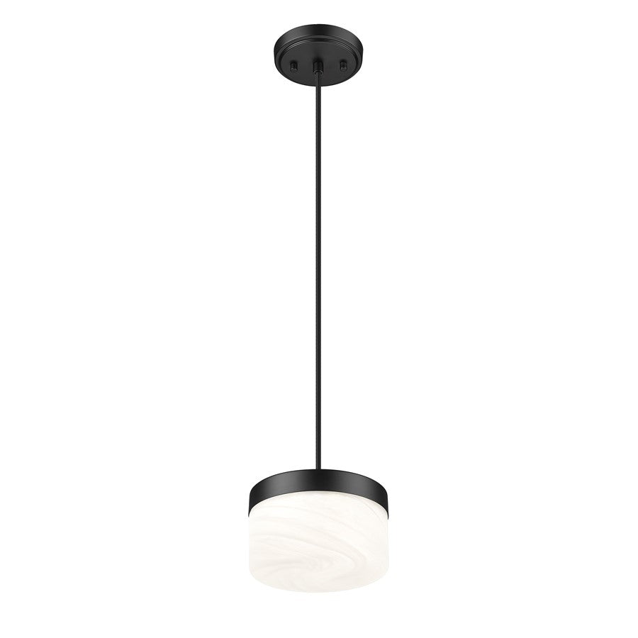 Z-Lite Renaud 1 Light 7" Pendant, Matte Black/Feathered White