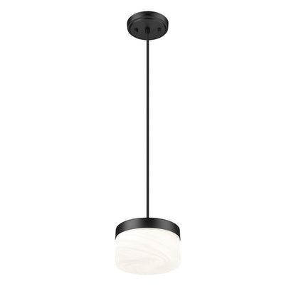 Z-Lite Renaud 1 Light 7" Pendant, Matte Black/Feathered White