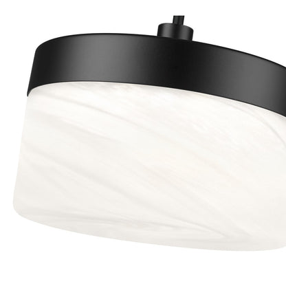 Z-Lite Renaud 1 Light 7" Pendant, Matte Black/Feathered White