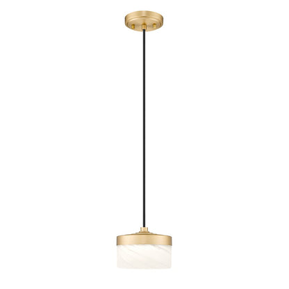 Z-Lite Renaud 1 Light 7" Pendant, Modern Gold/Feathered White - 827P6-MGLD-LED
