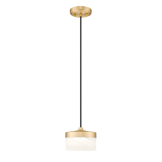Z-Lite Renaud 1 Light 7" Pendant, Modern Gold/Feathered White - 827P6-MGLD-LED