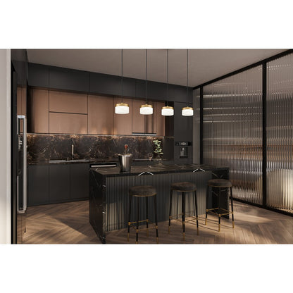 Z-Lite Renaud 1 Light 7" Pendant, Modern Gold/Feathered White